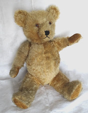 ANCIEN OURS  MOHAIR , BOURRE PAILLE, 50 CM  , NEZ BRODE  , TEDDY BEAR , STEIFF ?