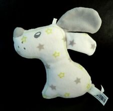 *. DOUDOU PELUCHE SUCRE D'ORGE CHIEN BLANC VERT GRIS ETOILES EXCELLENT ETAT