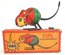 SOURIS SAUTEUSE GERBOISE DU DÉSERT ANCIEN JOUET MÉCANIQUE FIPS G.D.R. FONCTIONNE