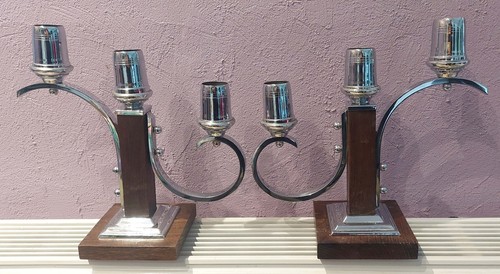Paire bougeoirs art deco - paire,