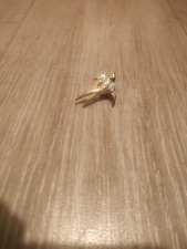 BROCHE CHARMANTE HIRONDELLE DIAMANT RUBIS PLAQUE OR  BIJOU VINTAGE