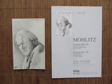 MOHLITZ – Portrait dessiné MOHLITZ + carton Cinquantenaire signé 2015 UNIQUE RAR