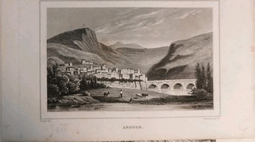 Gravure ville anduze xixe - d'anduze,