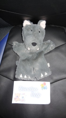 Doudou marionnette loup - loup, gris