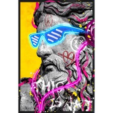 PALAIS ROYAL Tableau Peint À La Main Sur Toile Avec LED Zeus 80x120cm