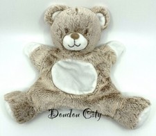 2972🌟Doudou Plat MARIONNETTE TEX BABY Ours Blanc Beige Marron Chiné