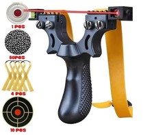 Pack lance pierre / Fronde de chasse avec laser, cibles, elastiques et billes