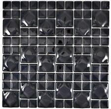 Pâte de Verre Noir Miroir Mosaïque Cuisine Bain Mur 3D 68-0305 10 Mosaikplatten