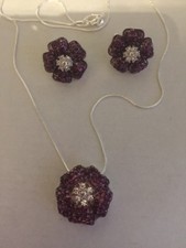 Parure Bijou Boucle D Oreille Collier - Haute Couture Style Swarovski - Broc3