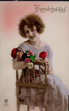 BC107 ART DECO HIGH FASHION FLAPPER  LADY WOMAN CHAIR KITSCH Tinted PHOTO pc