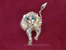 Broche "Lion" doré style 3D Roi des Animaux Savane Afrique - Bijoux pur Vintage
