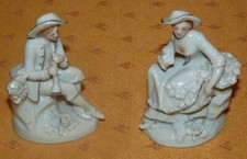 Couple de figurines porcelaine allemande Sitzendorf Jeune fille & musicien   