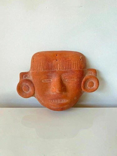 Masque mural terre cuite - masque,