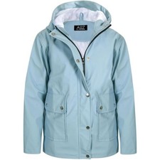 Veste Imperméable PU Coupe-Vent Bleu Poussiéreux Parka À Capuche Filles Garçons