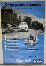 AFFICHE AUTOMOBILE 3e TOUR de CORSE 1958 ALFA-ROMEO DAUPHINE GORDINI coupe DAMES