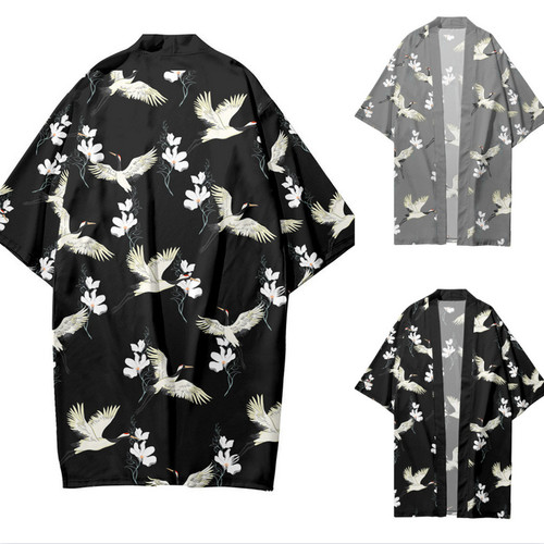 Hommes crane long kimono - crane,