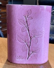 Vase en céramique 1970's Vallauris signé R Leduc décor floral