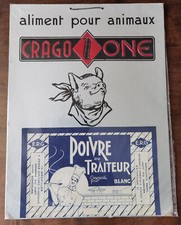 Plaque Panneau Publicitaire Ancien « CRAGO ONE Aliment pour Animaux » Carton