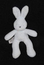 Peluche doudou lapin JACADI bleu nez brodé gris 14/19 cm NEUF