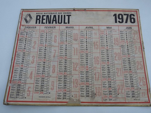 Ancien calendrier 1976 - , de