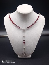 Ancien Chapelet en ARGENT Poinçonné et PERLES Facettées Taillées GRENAT,Rosary.