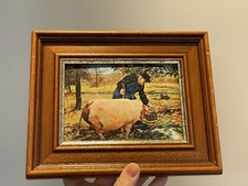 Plaque Cuivre Émaillée Cochon Truie Paysan Campagne