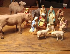 Ancien Santons , Crèche , Personnages Et Animaux Devineau Taille 4