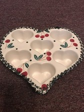 Chaparral Stoneware Heart Shaped Baking Dish Cherries 12 inch 6 Slot