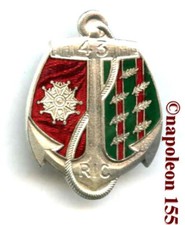 Troupe Coloniale  43° R.I.C. Fab Drago  Beranger  7 palmes  en émail