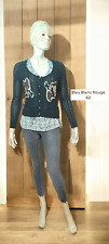 Bleu Blanc Rouge Taille 42 Superbe gilet cardigan noir femme
