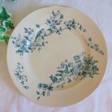 UN PLAT ROND  FAIENCE TERRE DE FER DE LONGWY MODELE MIGNON OISEAUX