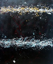 vibrations jaune bleu HAYVON TABLEAU pop  ART abstrait paint french