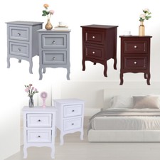 Table de chevet en bois massif 2 pièces, Commode de chambre à coucher à 2 tiroir