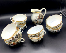 Service à thé en porcelaine chinoise peint à la main signé décor geisha ASIE