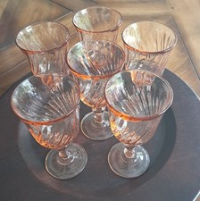 Lot 6 Verres à Vin Vintage ROSALINE Luminarc Arcoroc Verre Rose Torsadé H12,5cm