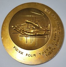 Médaille de voeux 1975 Construire le bonheur avec son coeur Main créatrice