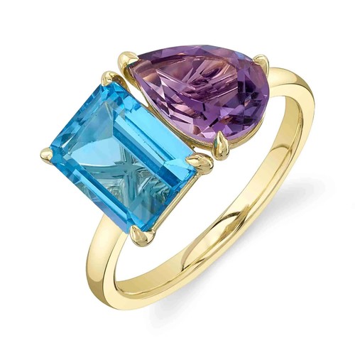 14k bleu topaze améthyste - 14k,