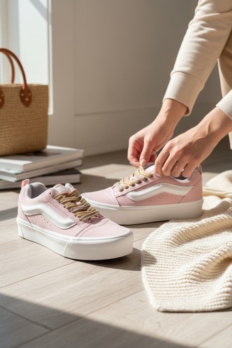 Vans baskets cuir rose - vans, femme