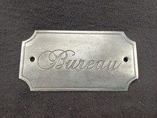 plaque vintage BUREAU acier patiné deco industrielle usine métier ancien rare