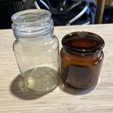 Lot 2 Bocaux Bocal Jar Pot Hermétique Déco Transparent Marron