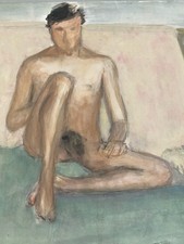 Dessin Homme Nu Assis Gouache