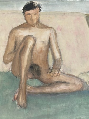 Dessin homme assis - homme, nu