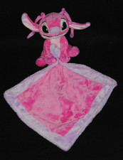 Peluche doudou Stitch DiSNEY Lilo rose mauve violet mouchoir 13 cm assis NEUF