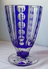 ancien vase cristal overlay bleu - Baccarat? - Val St Lambert?
