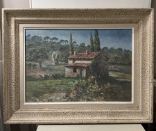 TABLEAU SIGNÉ R PERROT PAYSAGE HUILE SÛR TOILE RENÉ PERROT ARTISTE PEINTRE 20eme