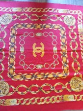 Ancien Foulards Carré 85x85 Soie Rouge Chanel