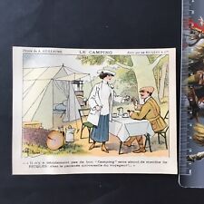 RICQLES Rare Chromo Camping par Guillaume 1900 Ancien Scrap