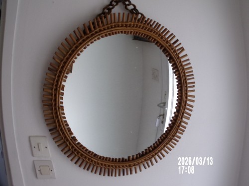 Miroir mural vintage bambou - en,