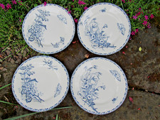 Faïence de SARREGUEMINES - 4 Assiettes Plates - Modèle CARMEN - Fleurs insectes