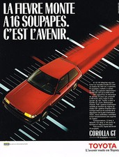 PUBLICITE ADVERTISING   1986   TOYOTA  COROLLA GT  16 soupapes